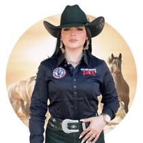 Camisa Country Feminina Cowboy Rodeio Bordada Manga Longa