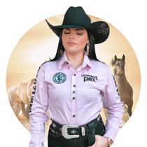 Camisa Country Feminina Cowboy Rodeio Bordada Manga Longa