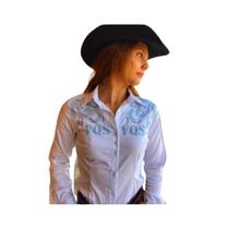 Camisa Country Feminina Os Vaqueiros Strass - Ref. V22-25025 - Escolha a cor