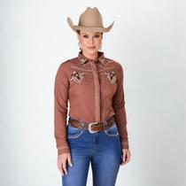 Camisa Country Feminina Social Manga Longa Linho Bordada Camisa Country Feminina Social Manga Longa Linho Bordada