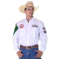 Camisa Country Masculina Bordada Bandeira Do Brasil Vaqueiro