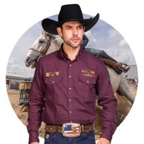 Camisa Country Masculina Cowboy Rodeio Bordada Bill Way Agro