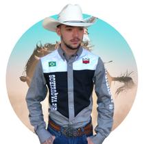 Camisa Country Masculina Cowboy Rodeio Bordada Manga Longa - Os Vaqueiros