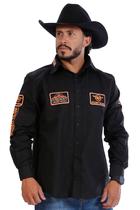 Camisa Country Masculina Preta PLUS SIZE Bordada - Rodeo Farm Camisa Country Masculina Preta PLUS SIZE Bordada - Rodeo Farm