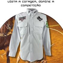Camisa Country Masculina Radade Branca Competição Bordada Cowboy Ref. 1626