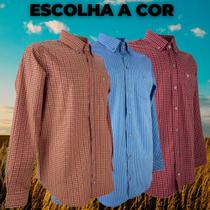 Camisa Country Masculina Texas Farm Manga Longa Xadrez - Escolha a cor