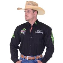 Camisa Country Radade Manga Longa Rodeio Cowboy Masculino Green Bull