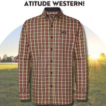 Camisa Country Xadrez Masculina Wrangler Amarelo Cowboy