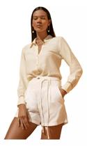 Camisa Crepe Detalhes Renda Guipir Gatabakana