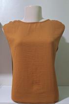 Camisa crepe zíper caramelo TAM G