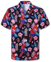 Camisa Cromoncent Boys Hawaiian de manga curta Bird Hot Pink 5-6Y