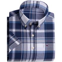 Camisa Cromoncent masculina de manga curta Oxford 100% algodão xadrez Camisa Cromoncent masculina de manga curta Oxford 100% algodão xadrez
