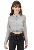 Camisa Cropped Cinza Longa Infantil Collie