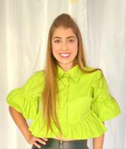 Camisa cropped com babado Tamanho M Camisa cropped com babado Tamanho M