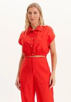 Camisa cropped com bolsos myft Camisa cropped com bolsos myft