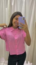 Camisa Cropped com Strass SS Modas Feminina Rosa Tam P Camisa Cropped com Strass SS Modas Feminina Rosa Tam P