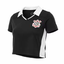 Camisa Cropped Corinthians Dry Preta Feminina Camisa Cropped Corinthians Dry Preta Feminina