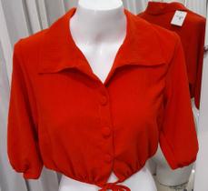 Camisa Cropped Crepe Duna