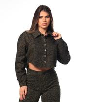 Camisa Cropped Feminina Manga Longa P ao GG - Razon - 0001