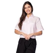 Camisa Cropped Feminina Milani Martina Rosa Claro