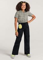 Camisa cropped infantil menina Young Class Cinza