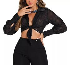 Camisa Cropped Sexy Transparência Pit Bull Jeans Ref 83553