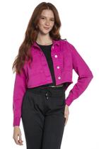 Camisa Curta Feminina Malha Bolsos Polo Wear Rosa Escuro