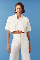 Camisa curta pregas laterais offwhite Camisa curta pregas laterais offwhite