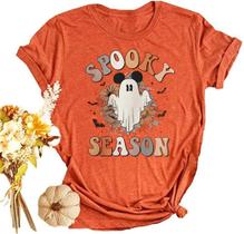 Camisa de abóbora de Halloween SurbePo XL laranja feminina Camisa de abóbora de Halloween SurbePo XL laranja feminina