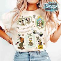 Camisa De Algodão Mickey Leopard Coquette Bows Safari Mode Disney Magic Family Vacation Tee