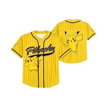Camisa De Beisebol Retro Oversized Pikachu Para Homens, Impressão 3D, Camiseta Unissex De Verão Para Camisa De Beisebol Retro Oversized Pikachu Para Homens, Impressão 3D, Camiseta Unissex De Verão Para