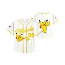 Camisa De Beisebol Retro Oversized Pikachu Para Homens, Impressão 3D, Camiseta Unissex De Verão Para Camisa De Beisebol Retro Oversized Pikachu Para Homens, Impressão 3D, Camiseta Unissex De Verão Para