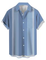 Camisa de boliche CURBODO estilo havaiano retrô para homens Babyblue XXL