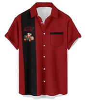 Camisa de boliche CURBODO Santa 04 para homens com estampa havaiana 3XL