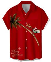 Camisa de boliche CURBODO Santa 05 para homens de manga curta havaiana Camisa de boliche CURBODO Santa 05 para homens de manga curta havaiana