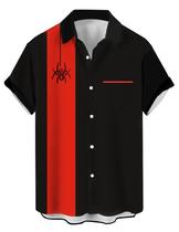 Camisa de boliche CURBODO Spider Red para homens de manga curta M Camisa de boliche CURBODO Spider Red para homens de manga curta M