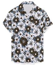 Camisa de boliche Deer Lady dos anos 50 com estampa retrô azul havaiano M Camisa de boliche Deer Lady dos anos 50 com estampa retrô azul havaiano M