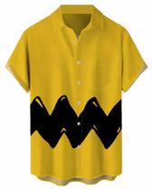 Camisa de boliche YBHUO com estampa listrada de desenho animado retrô dos anos 60 para homens