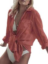 Camisa de botão Beach Cover Up Breezy Lane para mulheres
