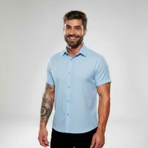 Camisa De Botão Masculina Manga Curta Social Verão Slim