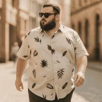 Camisa de Botão Masculina Plus Size Extra Grande Estampada California 100 Algodão