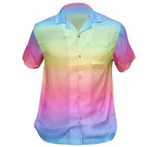 Camisa De Botão Viscose Masculina De Gola Estampada Tie Dye