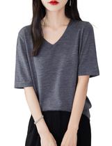 Camisa de camada base Chanyarn 100% lã merino com decote em V para mulheres Camisa de camada base Chanyarn 100% lã merino com decote em V para mulheres