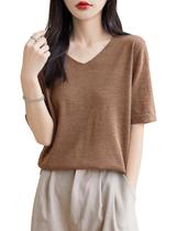 Camisa de camada base Chanyarn 100% lã merino com decote em V para mulheres Camisa de camada base Chanyarn 100% lã merino com decote em V para mulheres