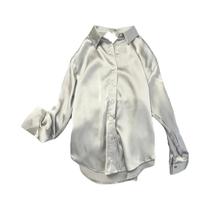 Camisa De Cetim Feminina Para O Outono, Cor Sólida, Casual Para Escritório, Top Elegante E Moderno