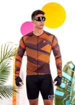 Camisa de Ciclismo Agressive Laranja Manga Longa Tour Bike