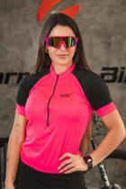 Camisa de Ciclismo Bike Feminina Rosa Manga Curta Way Fresh