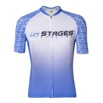 Camisa de Ciclismo Bike Pedal Stages Race Atrio Masculina Branco e Azul Tamanho G VB043