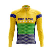 Camisa de Ciclismo Brasil Estrelas Feminina MANGA LONGA