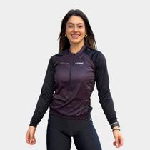 Camisa de Ciclismo Feminina Manga Longa Lina Colors PRO Manga Curta Bolsos Traseiros Zíper Proteção Uv